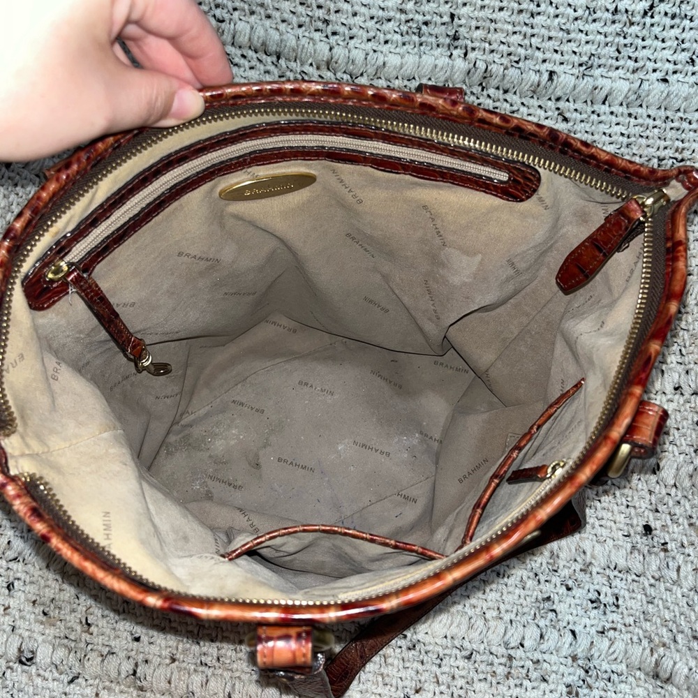 Brahmin Rich Brown Embossed Tote - Picture 3 of 3